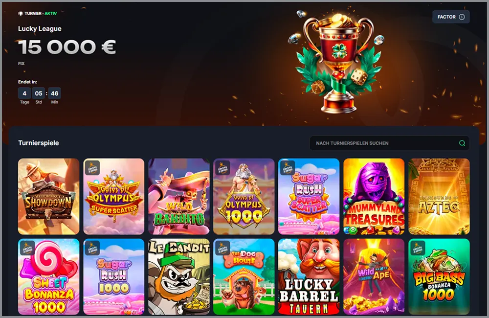 Glücksliga Turnier im Beef Casino mit Preisgeld und teilnehmenden Spielen