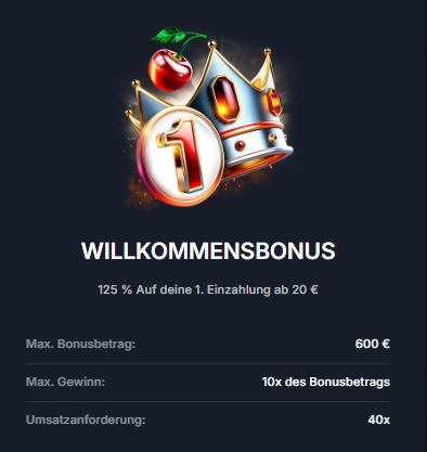 Beef Casino Willkommensbonus mit 125 Prozent bis zu 600 Euro