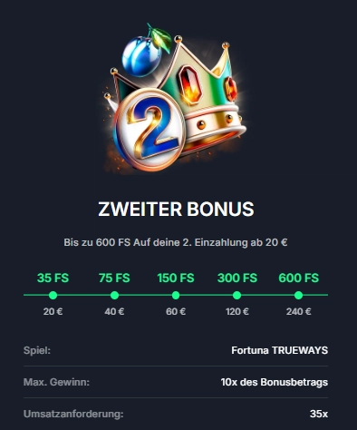 Beef Casino zweiter Bonus mit bis zu 600 Freispielen