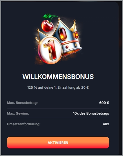 Willkommensbonus im Beef Casino mit Bonusbetrag, Mindesteinzahlung und Umsatzbedingungen