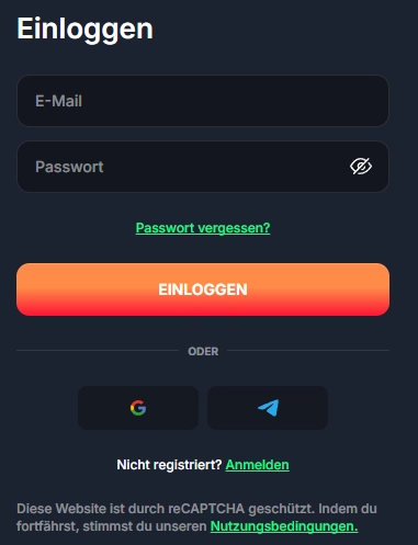 Beef Casino Login mit E-Mail-Adresse und Passwort