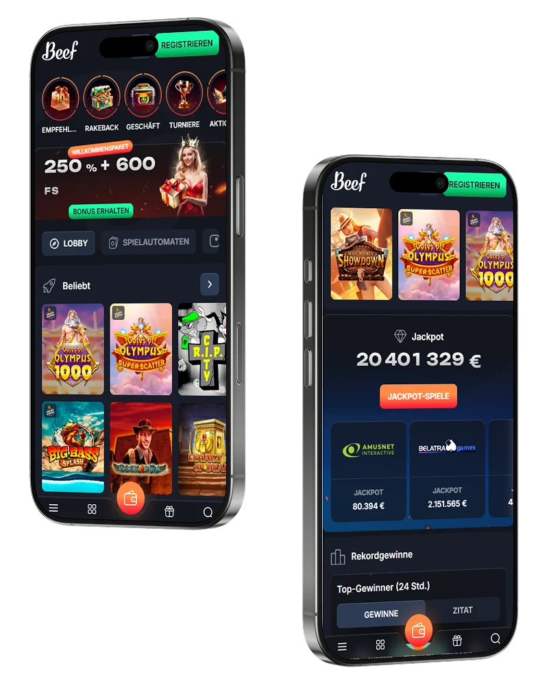 Mobile Version von Beef Casino auf Android und iPhone
