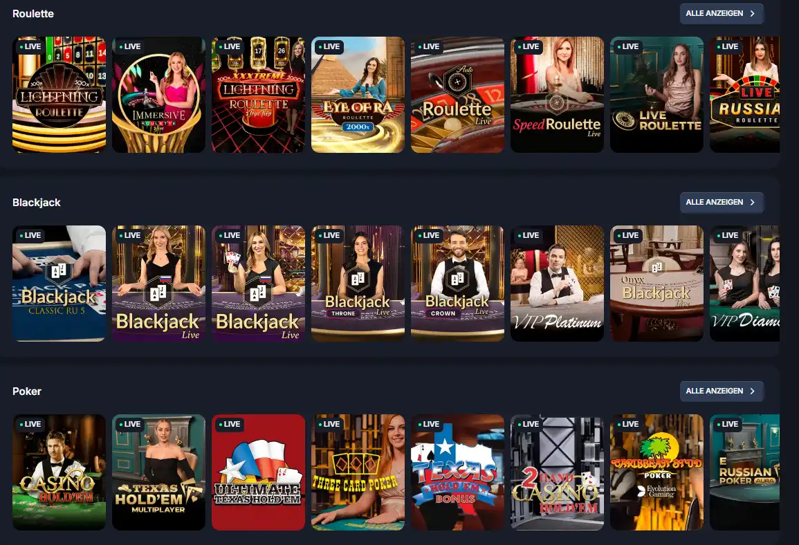 Beef Casino Live Casino mit Roulette Blackjack und Poker